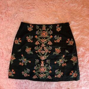 Black floral Emory park embroidered skirt